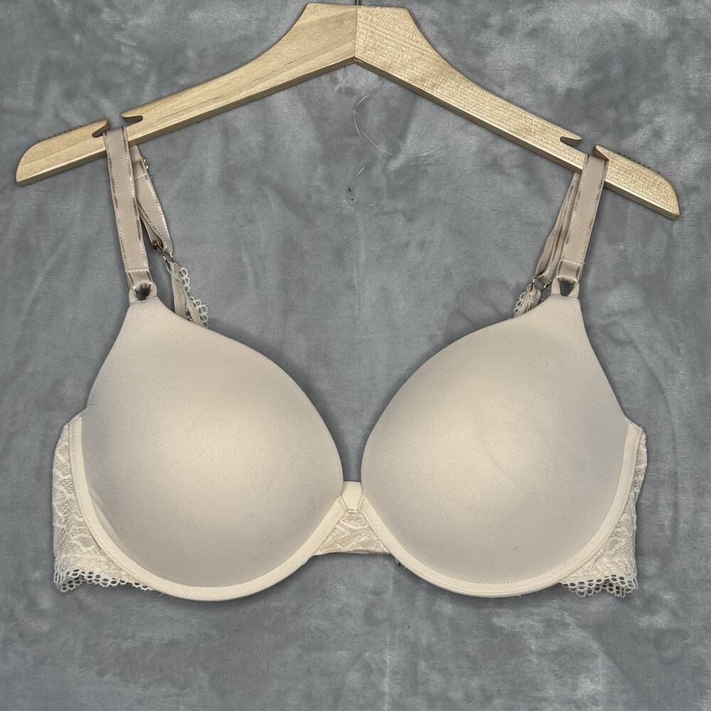 Soma Embraceable Enchanting Lace Push Up Bra Womens 36DD Beige Padded Underwire